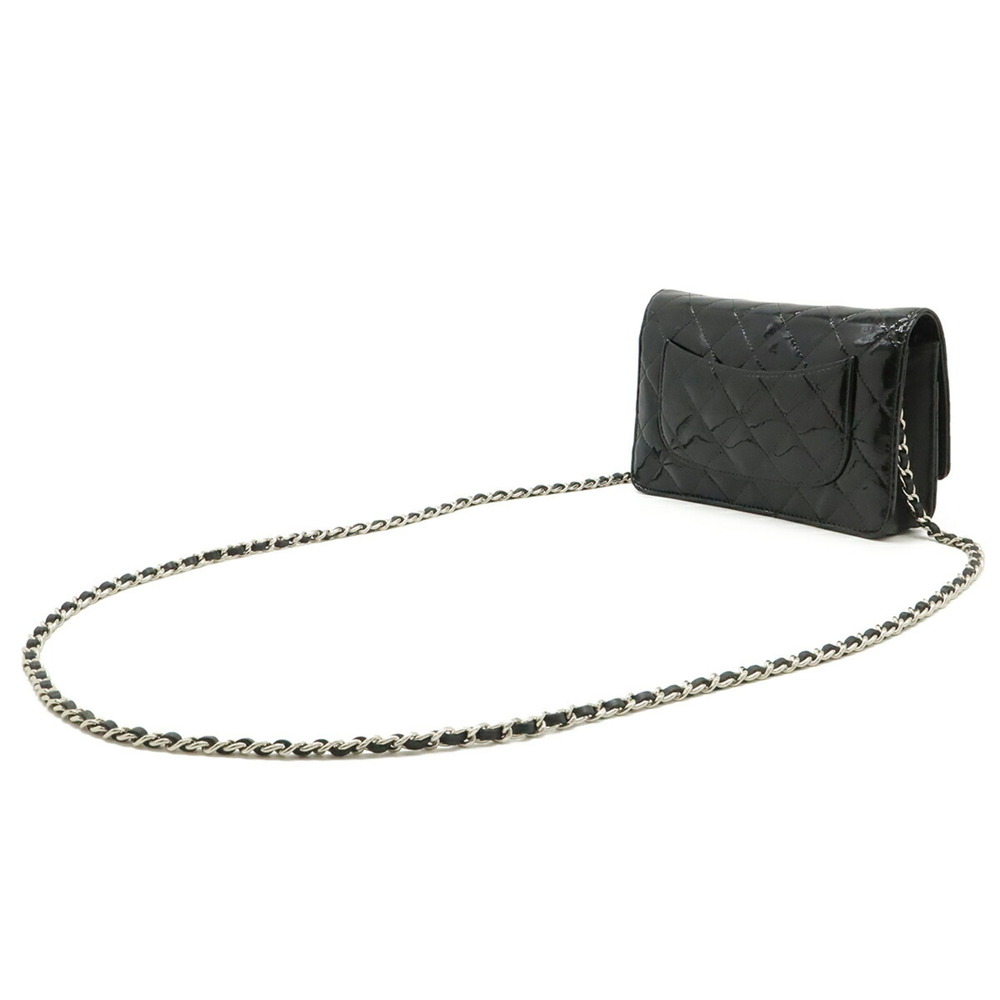 CHANEL Matelassé Coco Mark Wallet Chain Shoulder Bag Enamel Patent Leather Bl... - Picture 3 of 10